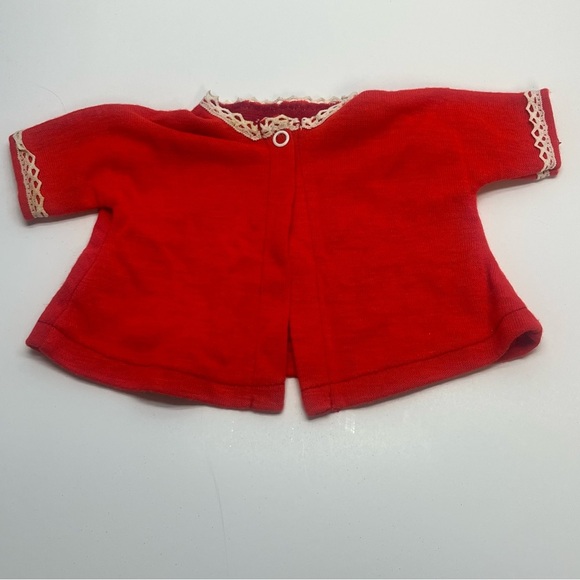 vintage vogue dolls clothes red doll long sleeve top lace trim made in usa - Picture 4 of 8